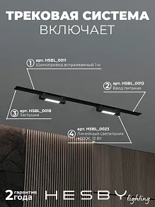 Комплект трековый Hesby Lighting №1 однофазная накладная Skylite HSBL_kompl_S001_VI1B4K
