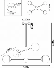 Люстра на штанге MyFar Solve MR1320-4P