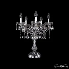 Настольная лампа декоративная Bohemia Ivele Crystal 1413 1413L/5/141-47 Ni