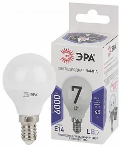 Лампа светодиодная Эра Стандарт E14 7Вт 6000K LED P45-7W-860-E14