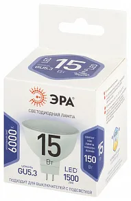 Лампа светодиодная Эра Стандарт GU5.3 15Вт 6000K LED MR16-15W-860-GU5.3