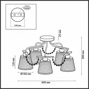 Потолочная люстра Odeon Light Salanso 2931/5C