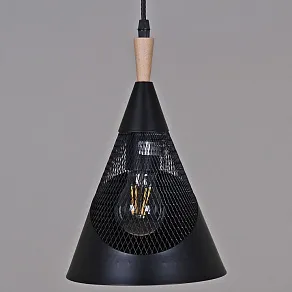 Подвесной светильник Reluce 03250-1 03250-3.9-01 BK+WOOD