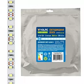 Лента светодиодная Volpe ULS-Q330 ULS-Q330 2835-120LED/m-8mm-IP20-DC12V-9,6W/m-5M-6500K катушка в герметичной упаковке
