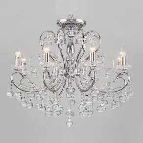 Подвесная люстра Eurosvet Collana 10096/8 хром/прозрачный хрусталь Strotskis