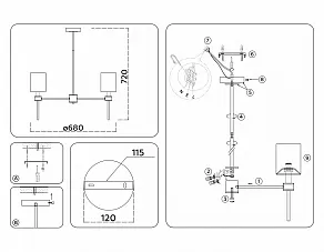 Люстра на штанге Ambrella Light HIGH LIGHT LH72371