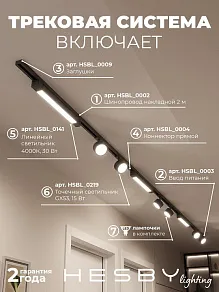 Комплект трековый Hesby Lighting Skylite №14 HSBL_kompl_S014_NI4B4K
