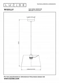 Подвесной светильник Lucide Woolly 10416/01/66