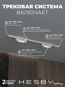 Комплект трековый Hesby Lighting №1 однофазная накладная Skylite HSBL_kompl_S001_NI1W4K