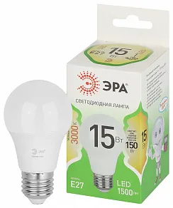 Лампа светодиодная Эра Green Line E27 15Вт 3000K LED A60-15W-830-E27 GL