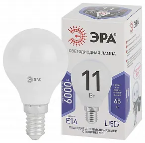 Лампа светодиодная Эра Стандарт E14 11Вт 6000K LED P45-11W-860-E14