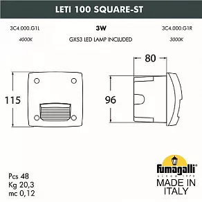 Встраиваемый светильник Fumagalli Leti 3C4.000.000.LYG1L