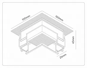 Соединитель угловой внутренний для треков встраиваемых Ambrella Light TRACK SYSTEM GL1971