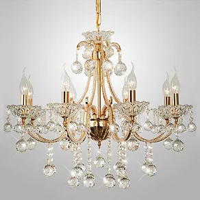 Подвесная люстра Eurosvet Ariella 10044/8 золото/прозрачный хрусталь Strotskis
