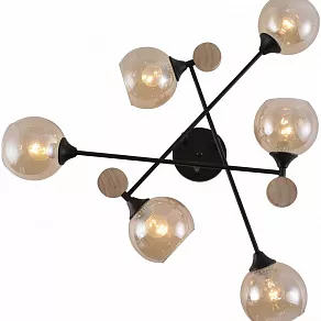 Потолочная люстра Reluce 01491 01491-0.3-06 BK+WOOD