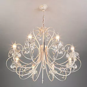 Подвесная люстра Eurosvet Alda 3305/8 белый с золотом/прозрачный хрусталь Strotskis