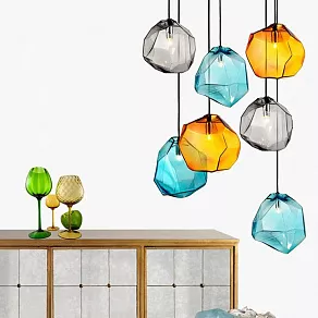 Подвесной светильник Imperiumloft Color Ice Cube Pendant Jevio Янтарный JEVIO01