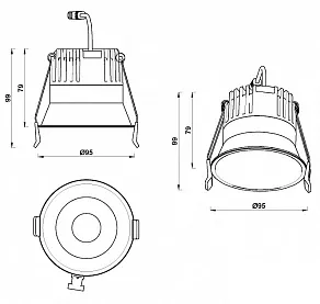 Встраиваемый светильник iLedex Mars 212-12W-D95-3000K-24DG-WH