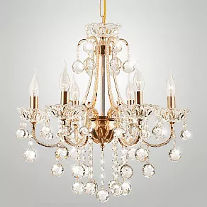 Подвесная люстра Eurosvet Ariella 10044/6 золото/прозрачный хрусталь Strotskis