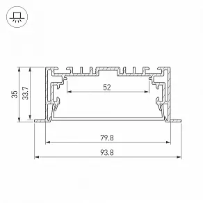 Профиль Arlight S2-LINIA94-F-2500 ANOD+OPAL 021178