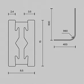 Соединитель угловой L-образный для треков накладных Maytoni Accessories for tracks Flarity TRX154-RC80-B