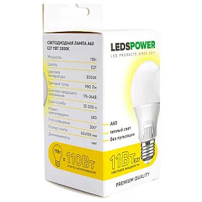 Лампа светодиодная LEDS POWER A60 E27 11Вт 3000K 006628