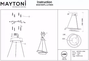 Подвесной светильник Maytoni Nola MOD100PL-L47BSK