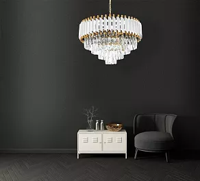 Подвесная люстра LUMINA DECO Funneli LDP 6003-550 WT+F.GD