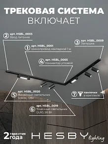 Комплект трековый Hesby Lighting Skylite №5 HSBL_kompl_S005_NL2B3K