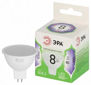 Лампа светодиодная Эра Green Line GU5.3 8Вт 6500K LED MR16-8W-865-GU5.3 GL
