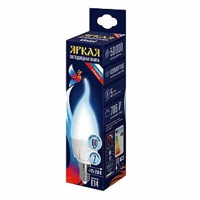 Лампа светодиодная Uniel яркая E14 7Вт 6500K UL-00011016