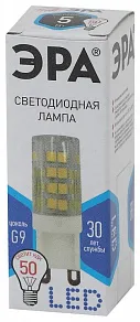 Лампа светодиодная Эра Стандарт G9 5Вт 4000K LED JCD-5W-CER-840-G9