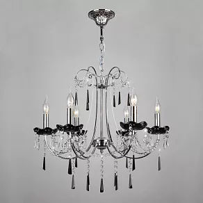 Подвесная люстра Eurosvet Каталония 2026/6 хром/черный хрусталь Strotskis