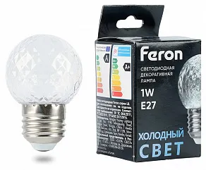 Лампа светодиодная Feron  E27 1Вт 6400K 52176