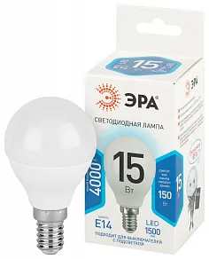 Лампа светодиодная Эра Стандарт E14 15Вт 4000K LED P45-15W-840-E14