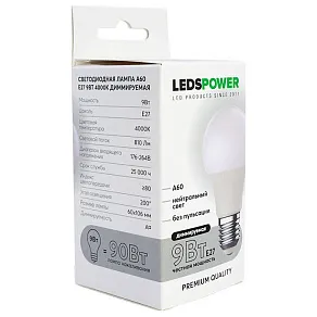 Лампа светодиодная LEDS POWER A60 E27 9Вт 4000K 006567