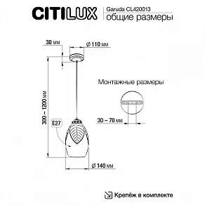 Подвесной светильник Citilux Garuda CL420013
