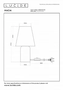 Настольная лампа декоративная Lucide Macia 06527/01/33