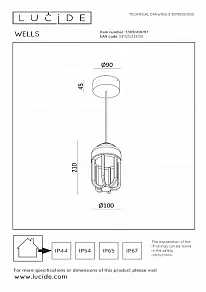 Подвесной светильник Lucide Wells 33810/08/97