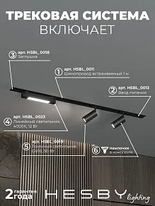 Комплект трековый Hesby Lighting Skylite №5 HSBL_kompl_S005_VI1B4K