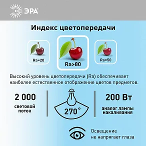 Лампа светодиодная Эра Стандарт E27 25Вт 6000K LED A65-25W-860-E27