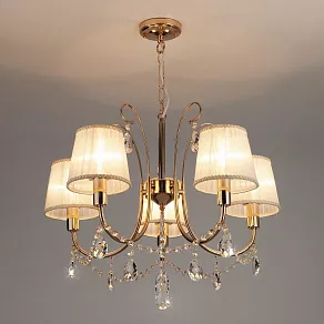 Подвесная люстра Eurosvet 10087 10087/5 золото/прозрачный хрусталь Strotskis