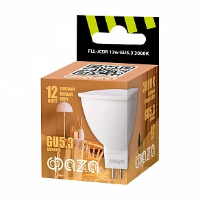 Лампа светодиодная Jazzway  GU5.3 12Вт 3000K FLL- JCDR  12w GU5.3 3000K