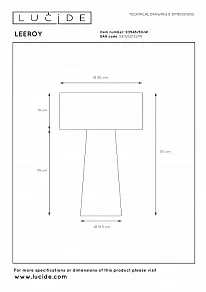 Настольная лампа декоративная Lucide Leeroy 03548/50/41