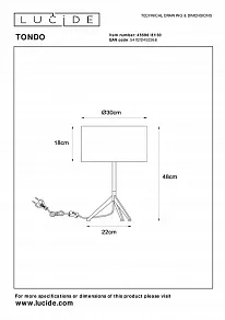 Настольная лампа декоративная Lucide Tondo 45590/81/30