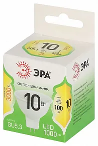 Лампа светодиодная Эра Green Line GU5.3 10Вт 3000K LED MR16-10W-830-GU5.3 GL