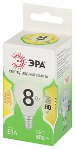 Лампа светодиодная Эра Green Line E14 8Вт 3000K LED P45-8W-830-E14 GL