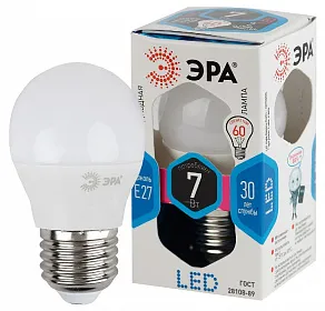 Лампа светодиодная Эра Стандарт E27 7Вт 4000K LED P45-7W-840-E27