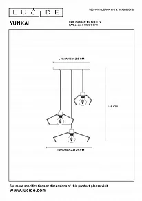 Подвесной светильник Lucide Yunkai 10413/03/72