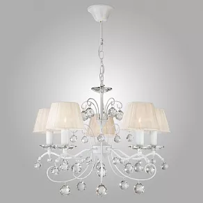 Подвесная люстра Eurosvet Эстель 10058/5 белый с золотом/прозрачный хрусталь Strotskis
